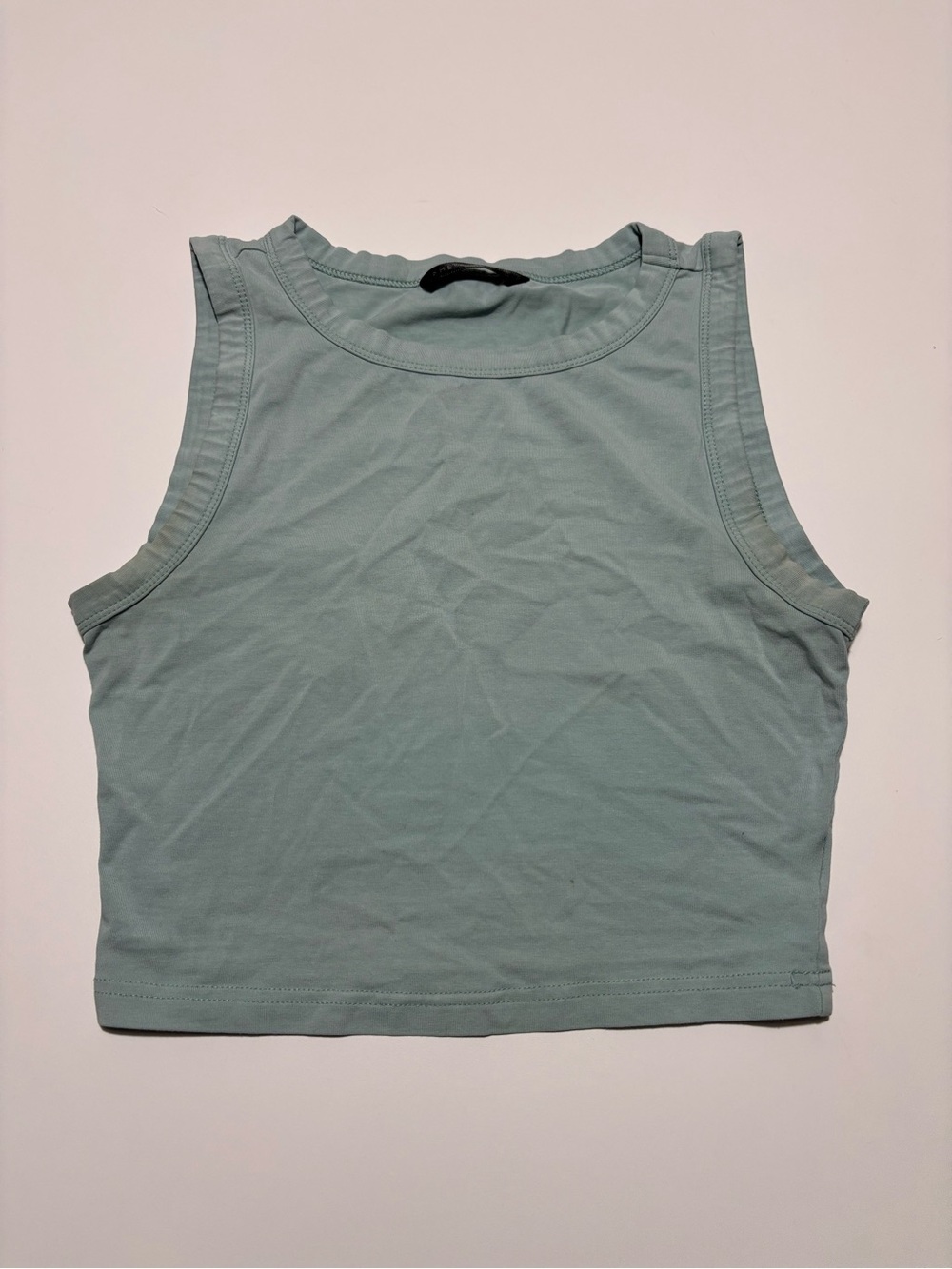 Shein Seafoam Blue Cotton Crop Top Tank Top